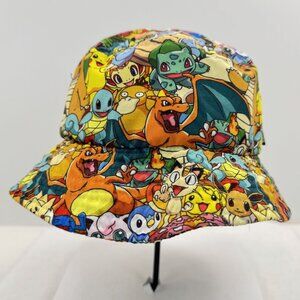 Pokemon Bucket Hat Multi-Character All-Over Print 2015 Gamer One Size Fits Most